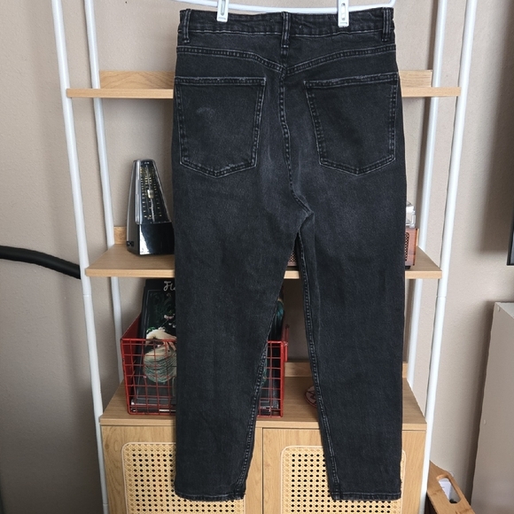 Zara Black Washed High Rise Straight Leg Jeans Size 8 Womens Denim - Picture 4 of 13